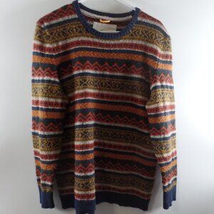 Koto Urban Outfitters Pull-Over Wool Sweater  Stripped Knit M Red/Gold/Blue